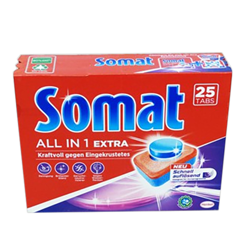 Viên rửa ly Somat Tabs 10 All in one Extra 450g- Hộp 25 viên