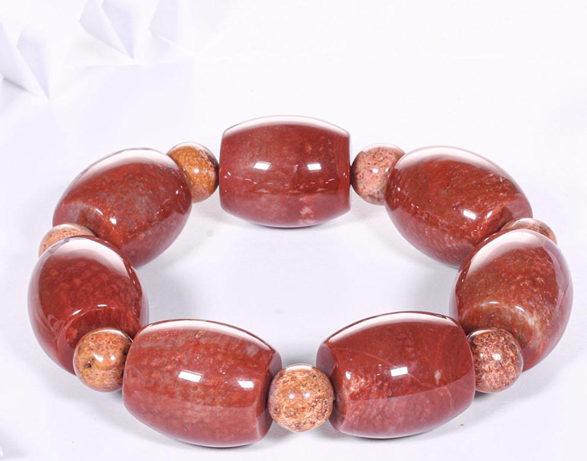 Vòng tay lu thống đá san hô hóa thạch 21x18mm mệnh Hỏa, Thổ - Ngọc Quý Gemstones