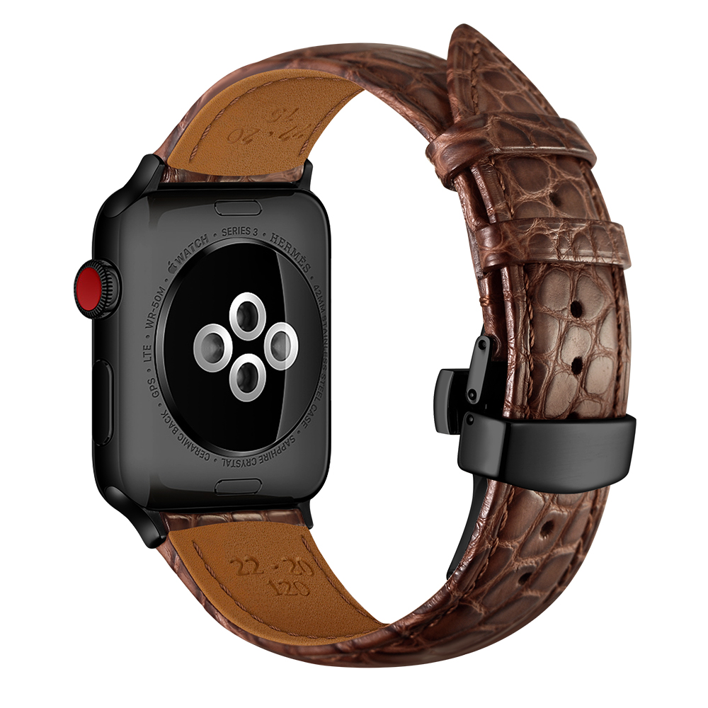 Dây Da Cá Sấu France Khóa Bướm Chống Gãy dành cho Apple Watch 42/44/45/49mm