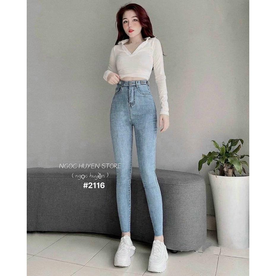 Quần jean nữ size đại lưng cao form ôm siêu co giãn hàng VNXK