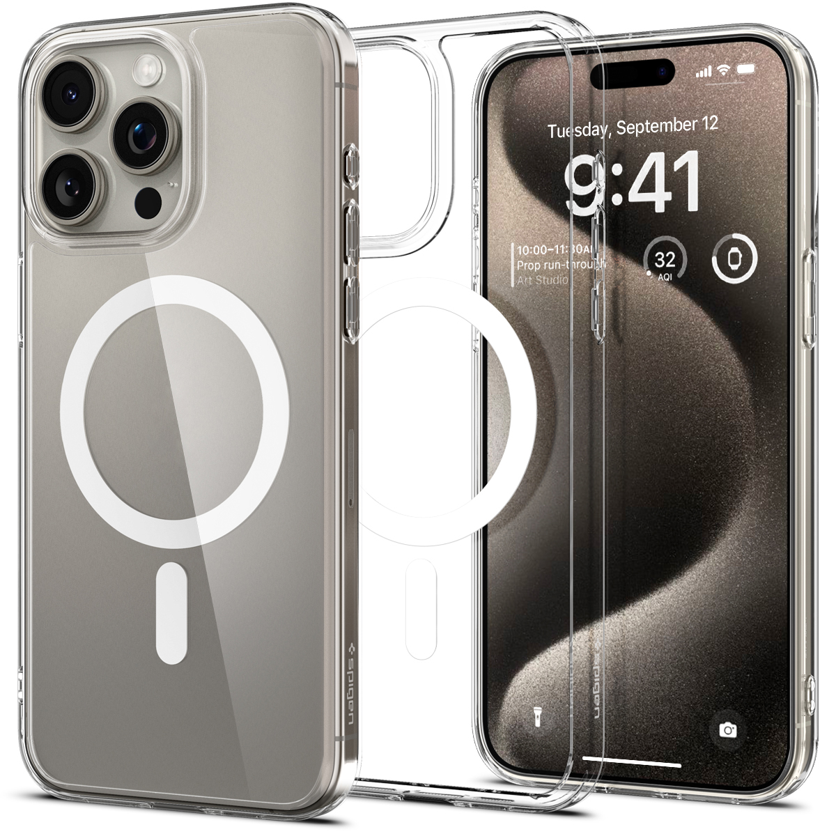 Ốp Lưng dành cho iPhone 15 Pro Max Spigen Crystal Hybrid MagFit Clear Case - Hàng Chính Hãng