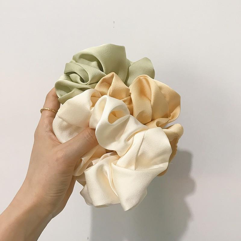 Dây Cột Tóc Vải Cột Scrunchies Satin Lụa Phi Bóng Mềm Màu Vintage Pastel CT111