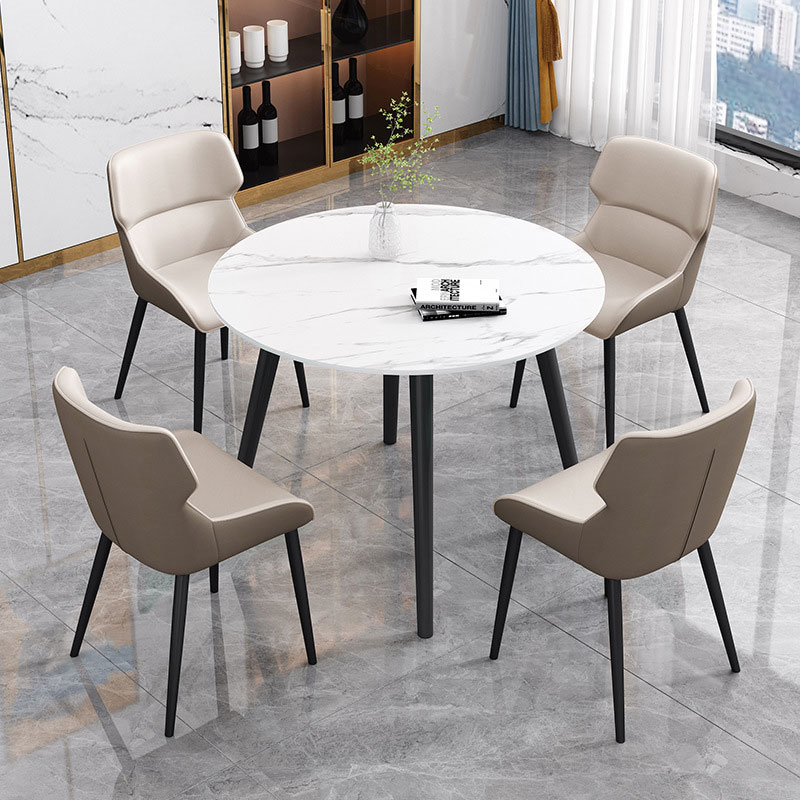 Bộ bàn ăn mặt đá tròn 1m 4 ghế có nệm êm ái SD TN1236-10E / ECO 11A-P Nội thất Capta