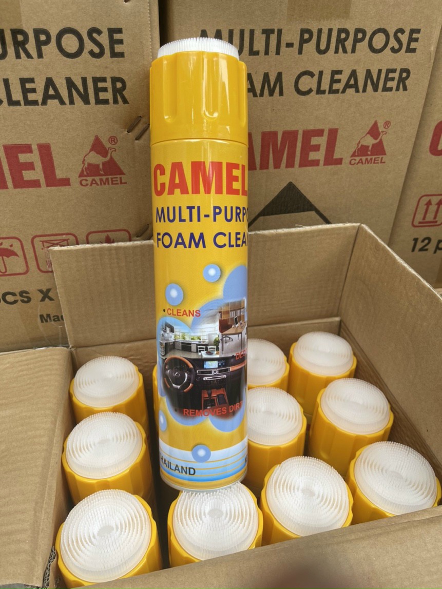 Chai Xịt Bọt FOAM CAMEL Vệ Sinh Ghế Da Nỉ Nội Thất Ô Tô Màu Vàng