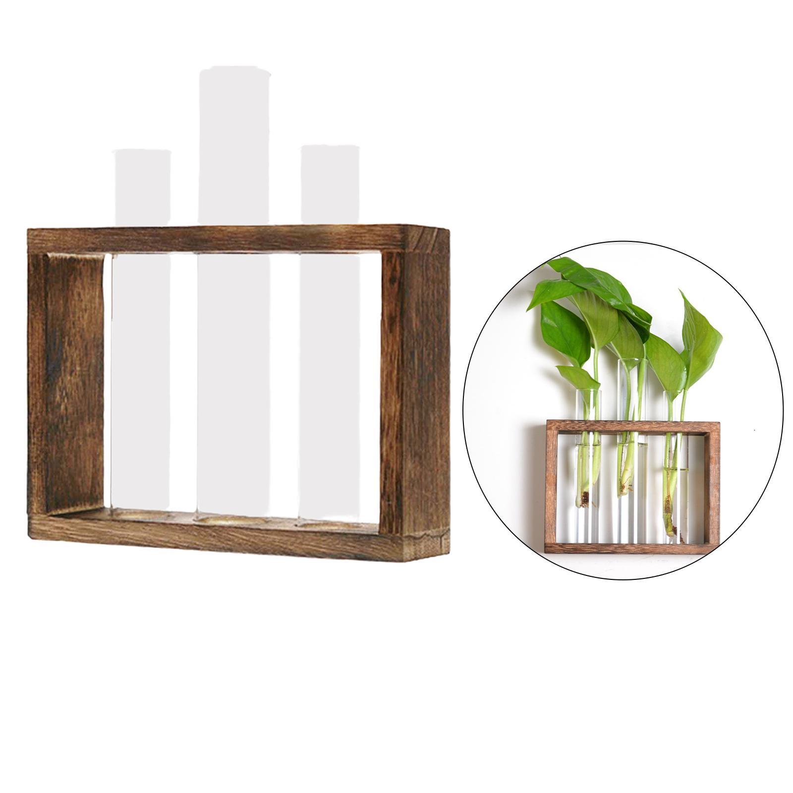 Test Tube Planter Modern Flower Bud Vase with Wood Stand 3 Test Tube