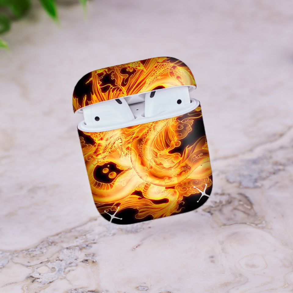 Miếng dán skin chống bẩn cho tai nghe AirPods in hình Rồng Dragon - dra005 (bản không dây 1 và 2)