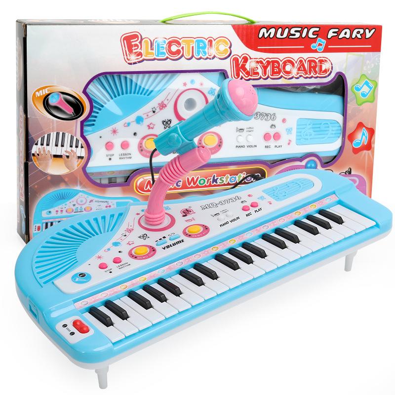 Đàn organ điện tử mini dành cho trẻ em giá thấp nhất Bộ gõ piano đa chức năng 37 phím có micrô micrô nhạc cụ giáo dục sớm cho bé