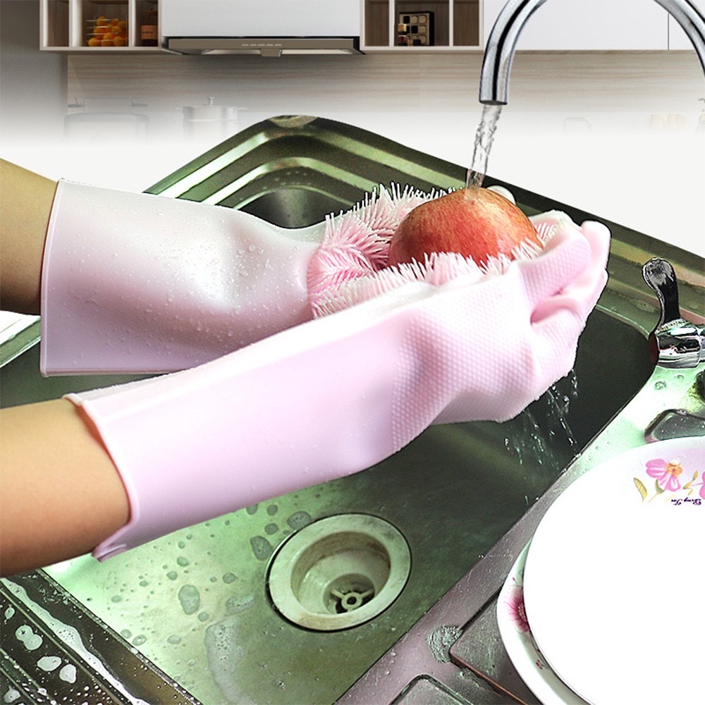 Bao tay rửa chén đa năng  silicon lớp gai giữa lòng bàn tay vừa làm sạch vừa tạo bọt mà không cần dùng đến giẻ , dễ dàng cọ rửa sạch trái cây hoa quả ,không hại da tay,mềm mại , dẻo dai , chịu được nhiệt độ cao an toàn và tiện lợi