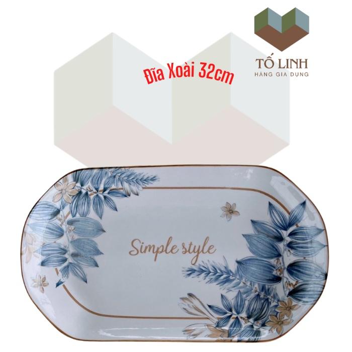 Dĩa Hột Xoài Sứ Cao Cấp Style 31.5cm,,Dĩa Xoài 12 Sứ Cao Cấp Style 31.5cm