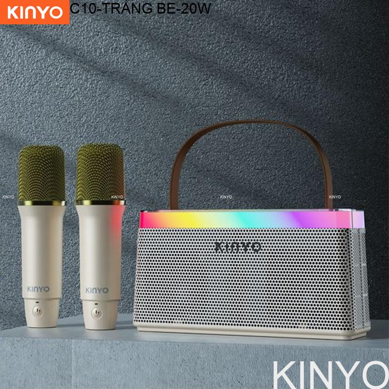 Loa Bluetooth Karaoke Mini Tại Nhà KINYO C10 - Loa xách tay mini chất liệu nhựa cao cấp, công suất 20W và 2 micro không dây - Hàng nhập khẩu