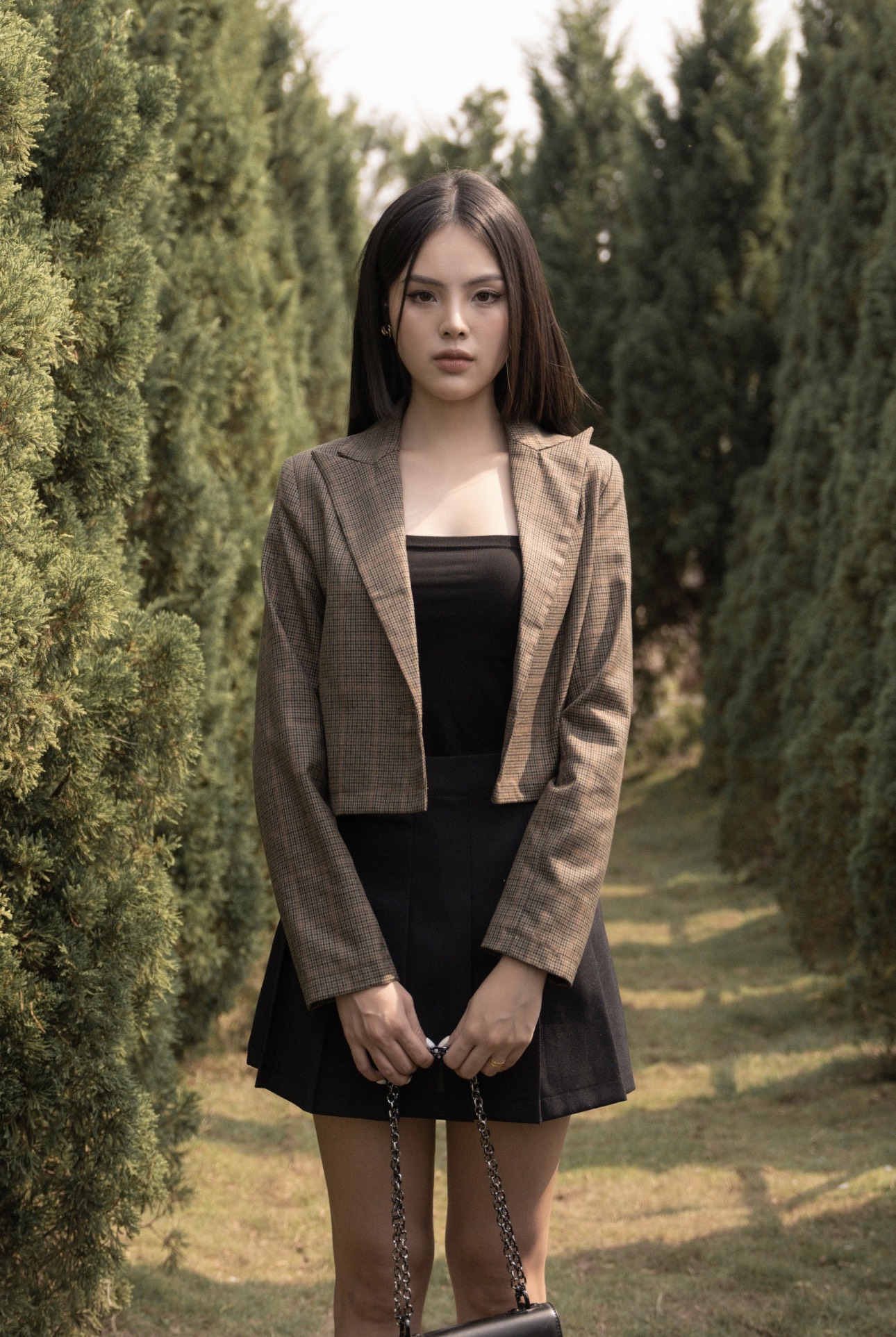 Áo blazer croptop nữ TKFashion họa tiết kẻ caro dáng ngắn dễ phối đồ, chất liệu dày dặn -  Vest k256