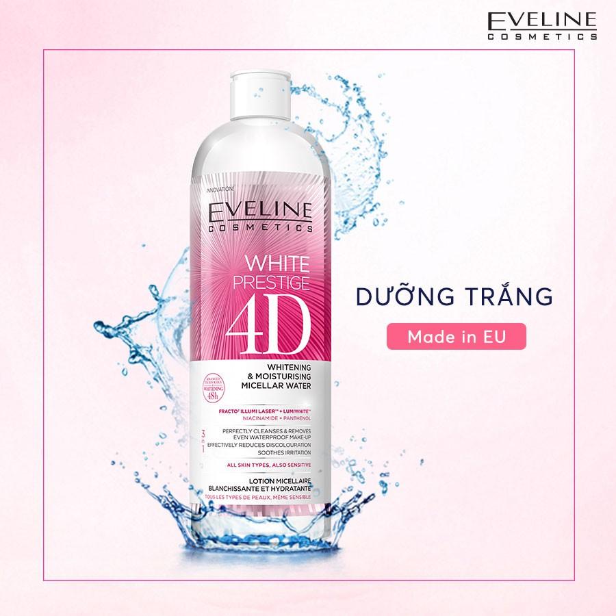 [TẶNG 1 gel rửa mặt Eveline] Nước tẩy trang làm trắng và dưỡng ẩm da Eveline White Prestige 4D 500ml