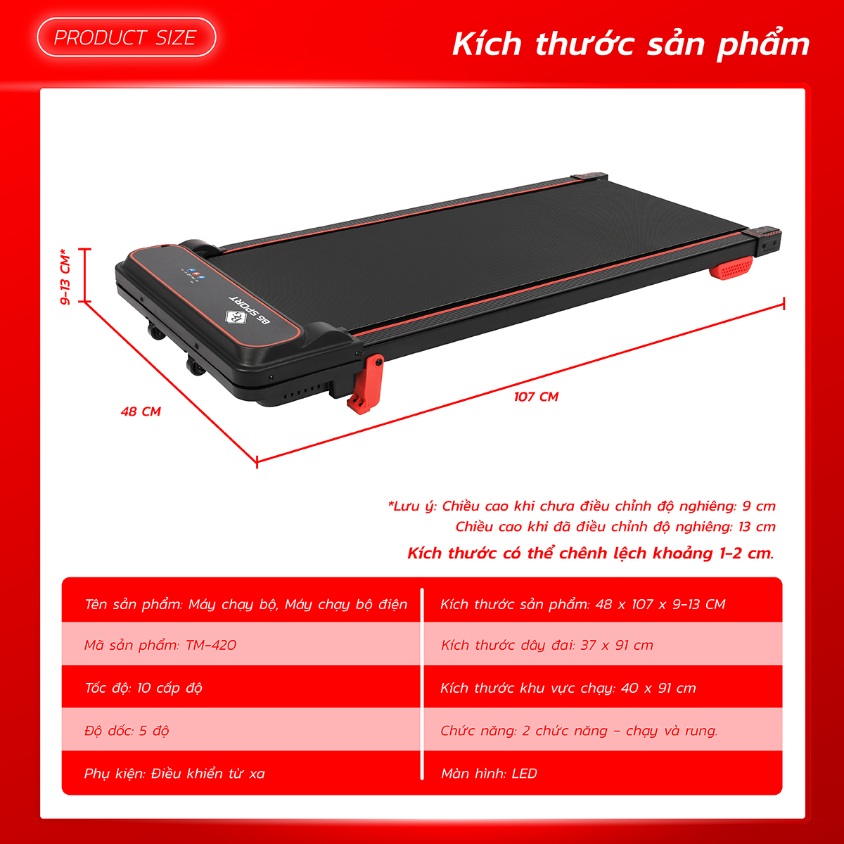 BG Máy chạy bộ TM-420, Máy Chạy Bộ Tại Chỗ máy tập cầm tay máy tập chạy bộ (hàng nhập khẩu)