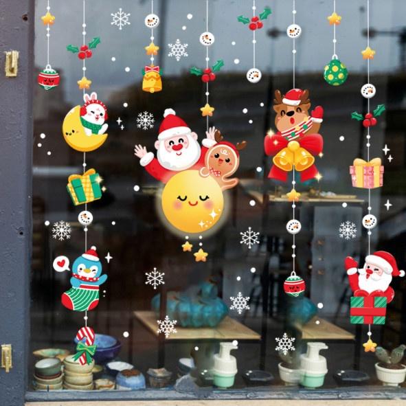 Decal trang trí Noel Hít Tĩnh Điện 2 mặt - RÈM TRĂNG SAO GIÁNG SINH ĐÁNG YÊU