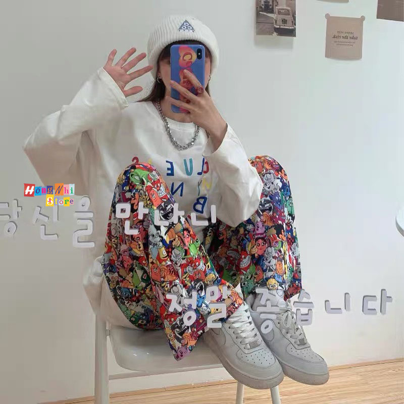 Quần Hoạt Hình Dài Ống Rộng Cartoon Pant V2 Oversize Ulzzang Unisex - MM