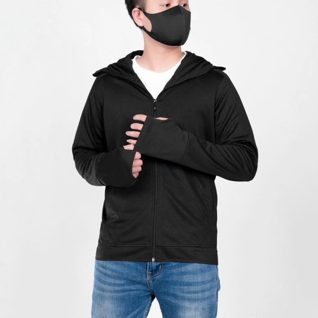 Áo Chống Nắng Nam 2 Lớp Cotton UPF50+ | Vải Kim Cương | Làm Mát | Thời Trang | Đa Dụng Size L 47-56kg MÀU ĐEN - XANH ĐEN