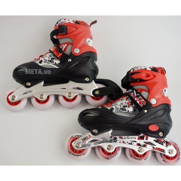 Giày Trượt Patin Trẻ Em Long Feng 906 có đèn chính hãng - Hồng, Xanh, Đỏ, đen trắng