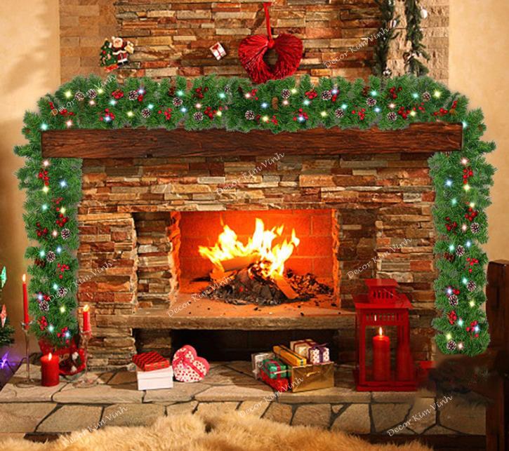 Dây Lá Thông Gắn Đèn B15 Trang Trí Giáng Sinh Noel