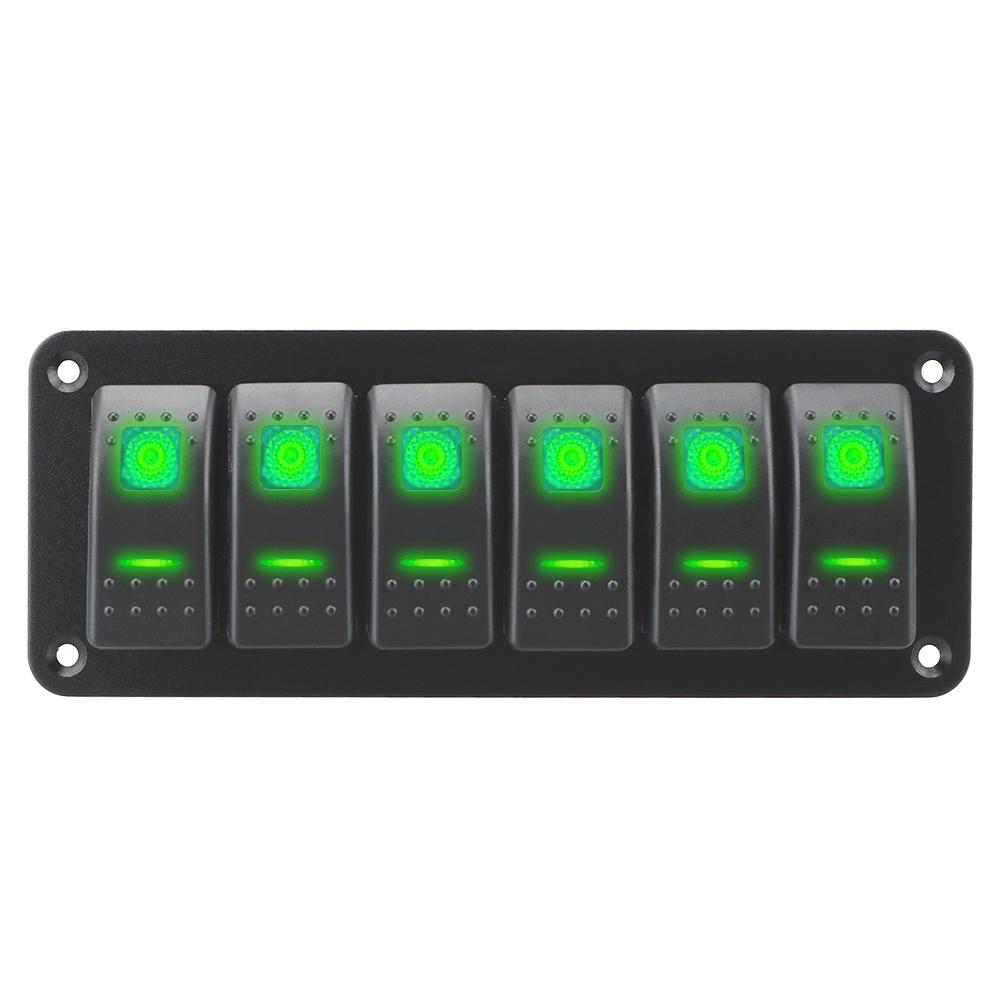 Bảng công tắc bật/tắt đèn LED hai công tắc 12/24V 6 nút chống thấm nước cho tàu thuyền