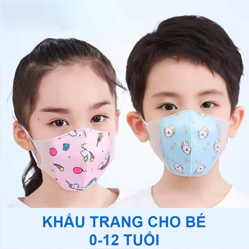 Khẩu trang cho bé, Khẩu trang trẻ em bé trai và bé gái nhiều họa tiết 0-12 tuổi bảo vệ đường hô hấp cho bé – SM017