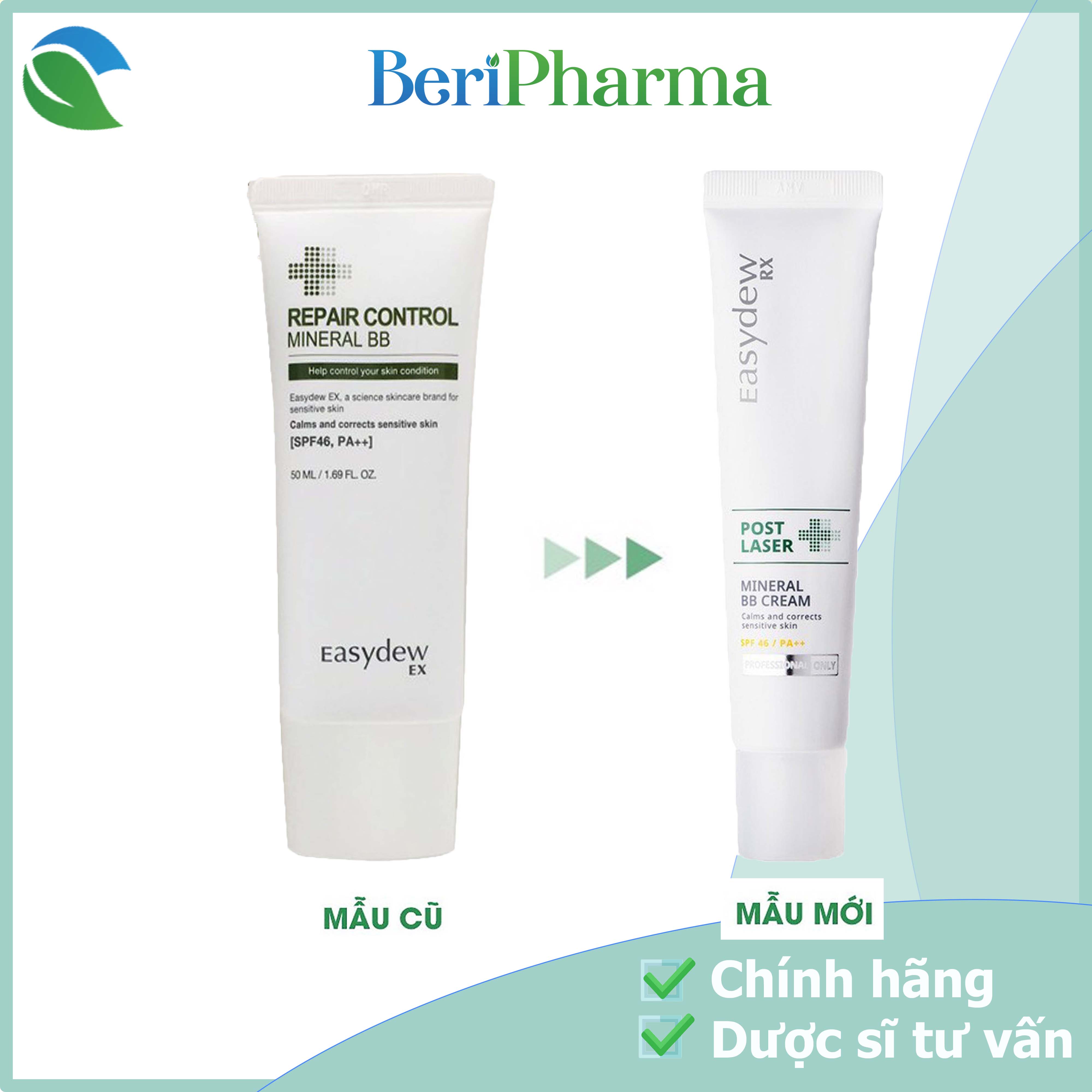 Easydew Ex Kem Chống Nắng Phục Hồi Da Repair Control Mineral BB Cream 50ml