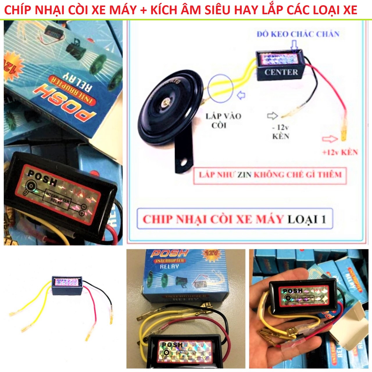 Chíp nhại còi xe máy kích âm trầm bổng cực hay độc đáo mẫu mới loại tốt giắc cắm không cần chế