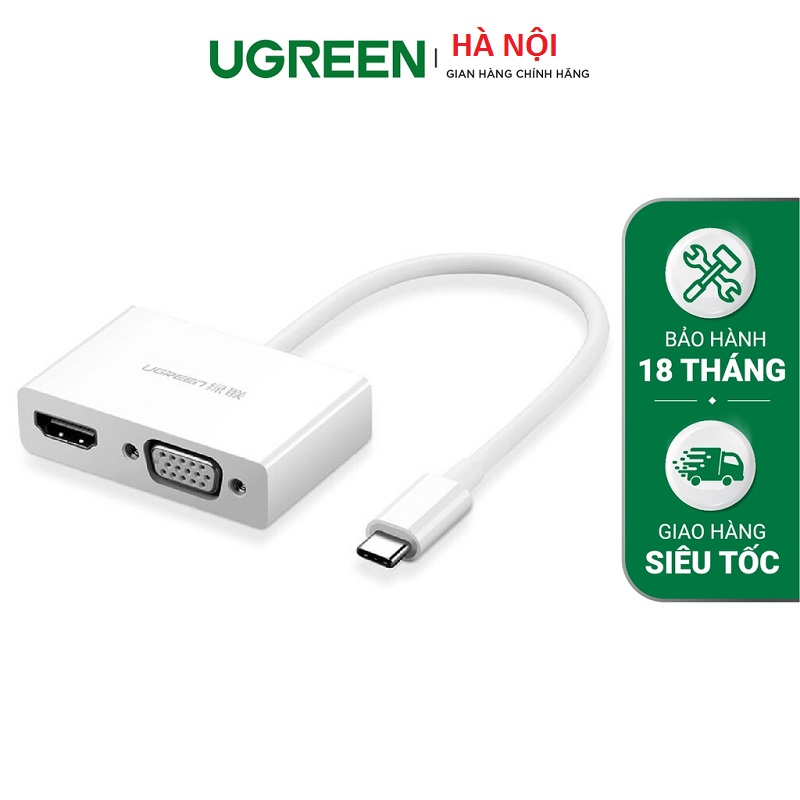 Hình ảnh Cáp chuyển đổi USB type C to HDMI/VGA hỗ trợ full HD 3D 4Kx2K chính hãng Ugreen 30843 hàng chính hãng