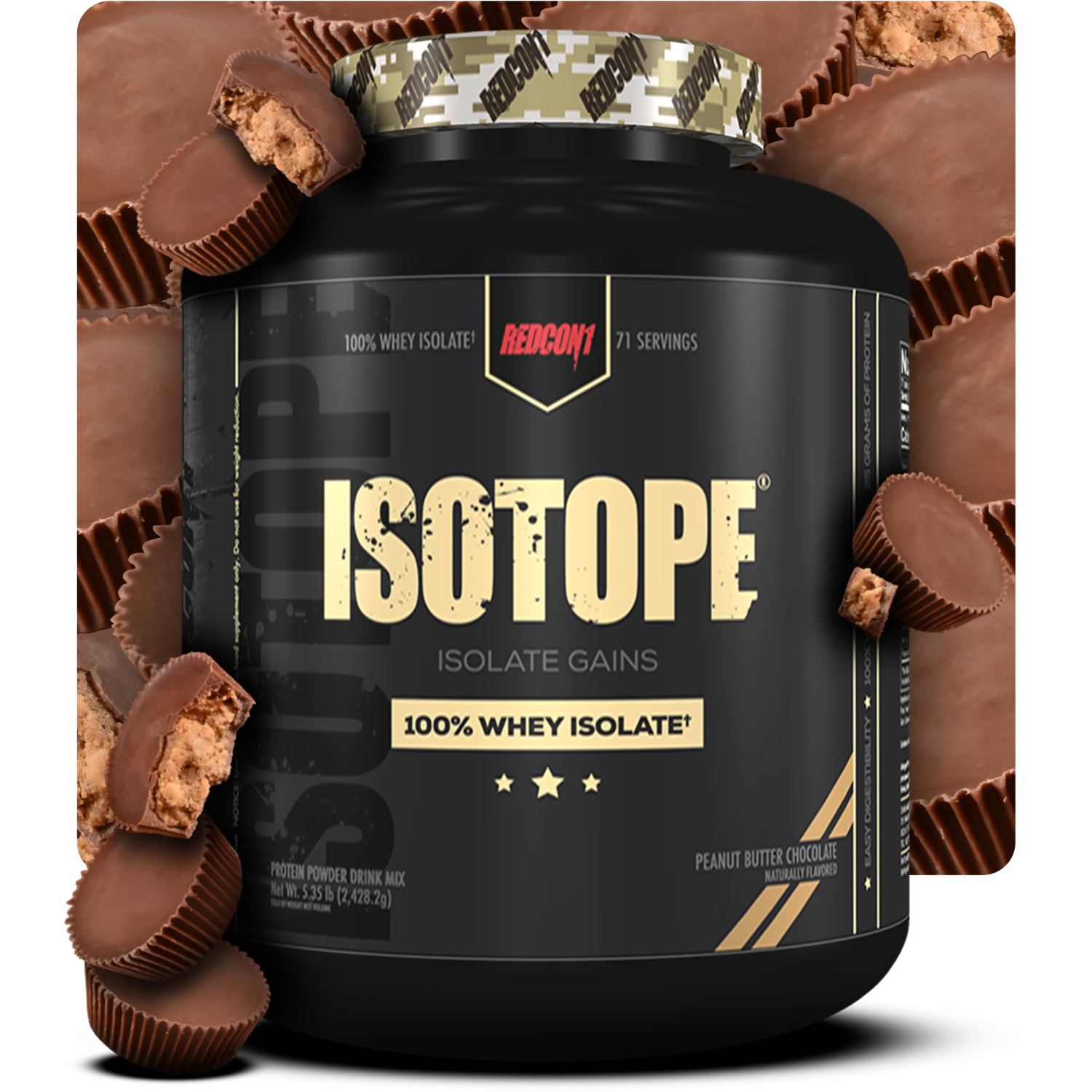 Redcon1 Isotope Whey Isolate (71 Serings), Hỗ Trợ Tăng Cơ - Đốt Mỡ, Hấp Thu Nhanh, Bổ Sung 25g Protein, 13.5g EAA, 6.4g BCAA, Không Lactose, Hộp 5Lbs (2.4Kg)