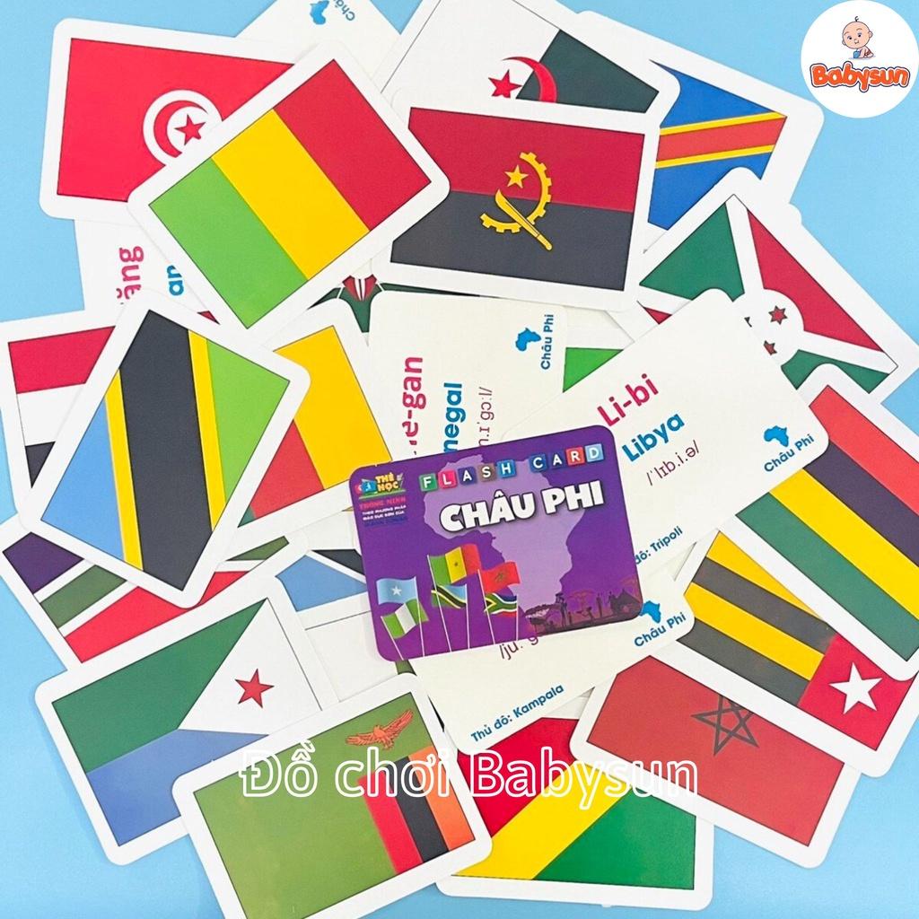 Bộ thẻ flashcard cờ các nước trên thế giới học thông minh cho bé song ngữ kèm hình ảnh sinh động 175 thẻ