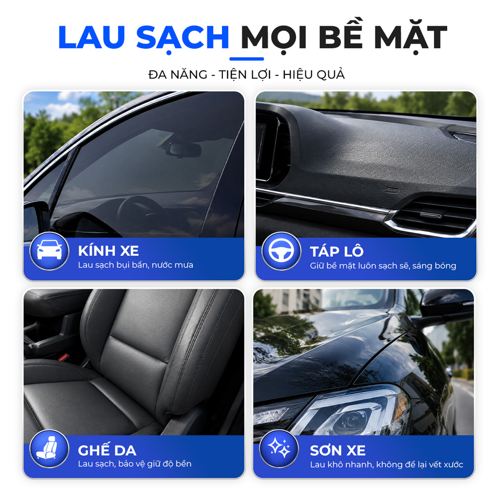 Khăn Microfiber Đa Năng CIND 30x40cm Màu Xanh/Xám
