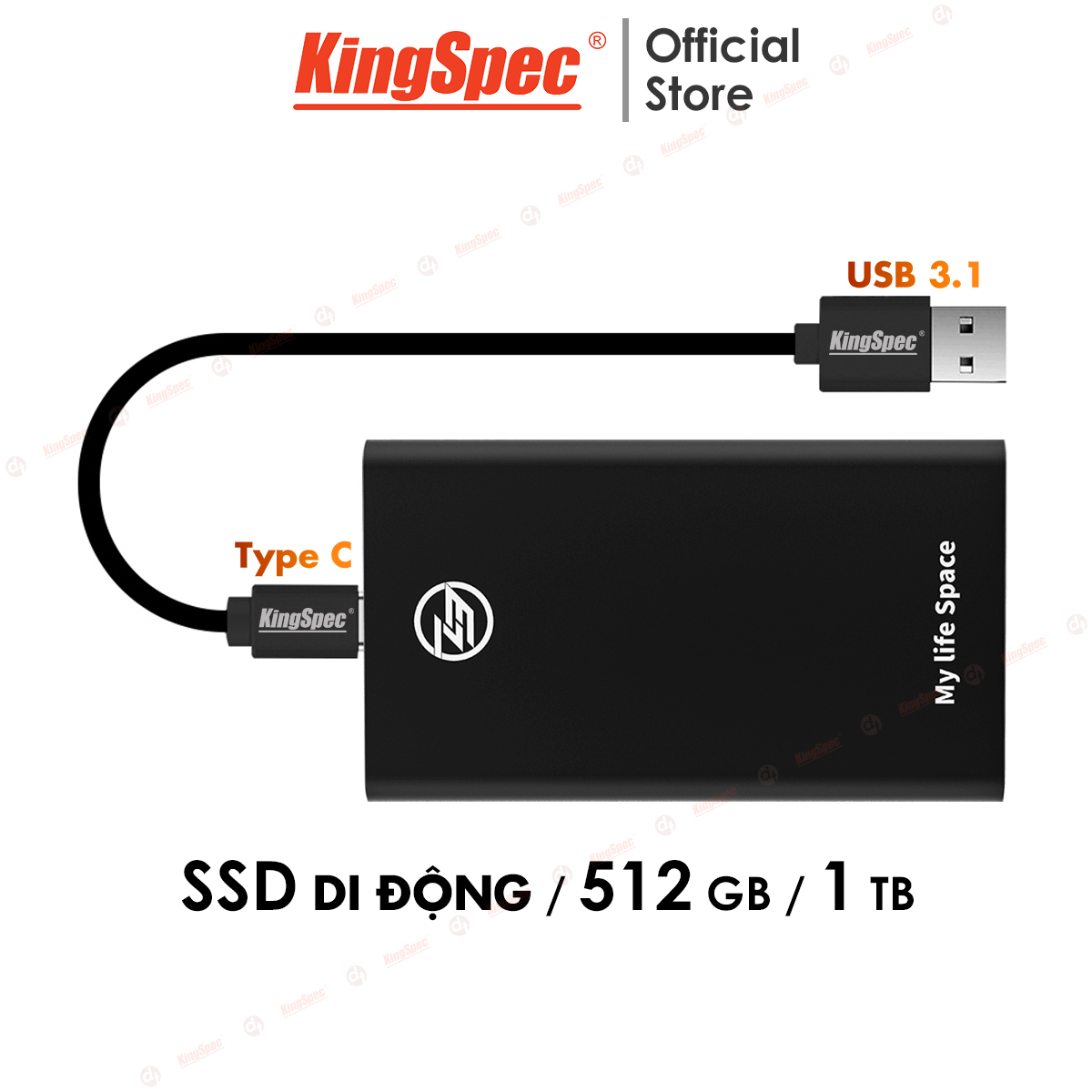 Hình ảnh Ổ cứng SSD di động KingSpec , USB 3.1 - TypeC / Z3 - Hàng Chính Hãng