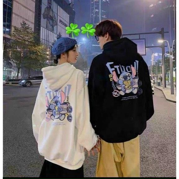 Áo Khoác Hoodie Nỉ Ngoại Ftitch! Unisex Couple Mặc Siêu Đẹp Freesize 40-65Kg Knn65