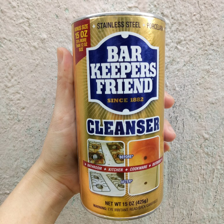 Combo Bột làm sạch BKF + Miếng chùi rửa cao cấp | Làm sạch vách kính nhà tắm | Làm sạch kính hồ cá | Hộp 425g