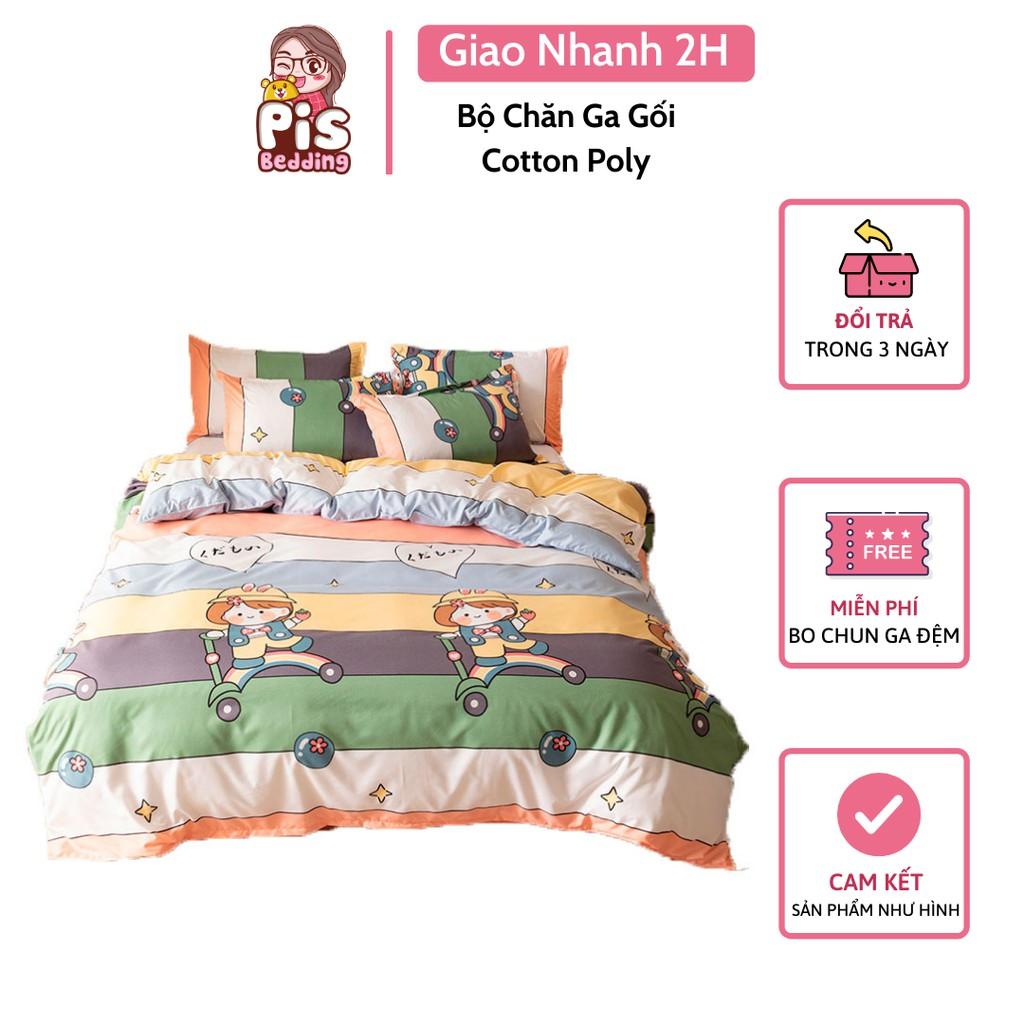 Bộ Chăn Ga Gối Cotton Poly Cô Gái Nhật