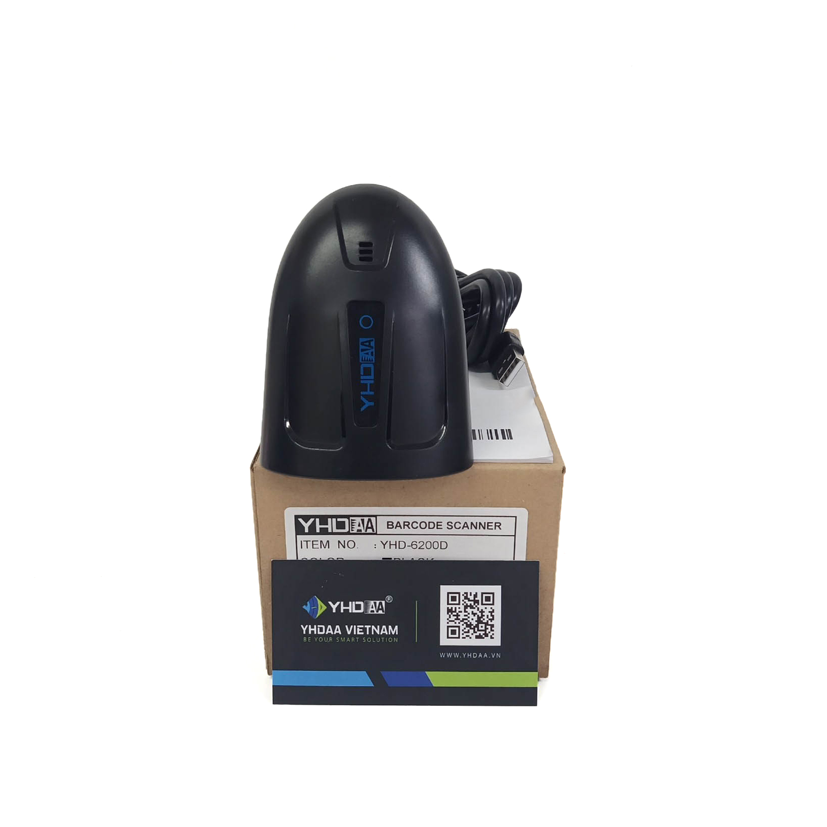 Máy quét mã vạch có dây YHD 6200D 2D đọc mã vạch Barcode Qrcode dùng dây trực tiếp cắm cổng USB Máy tính, Laptop - Hàng Nhập Khẩu