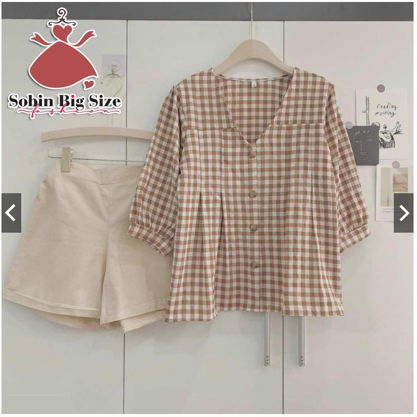 SOBIN BIG SIZE 50 - 90KG SET ÁO CARO + QUẦN ĐÙI SORT NĂNG ĐỘNG THOẢI MÁI CHO MUA HÈ SÔI ĐỘNG