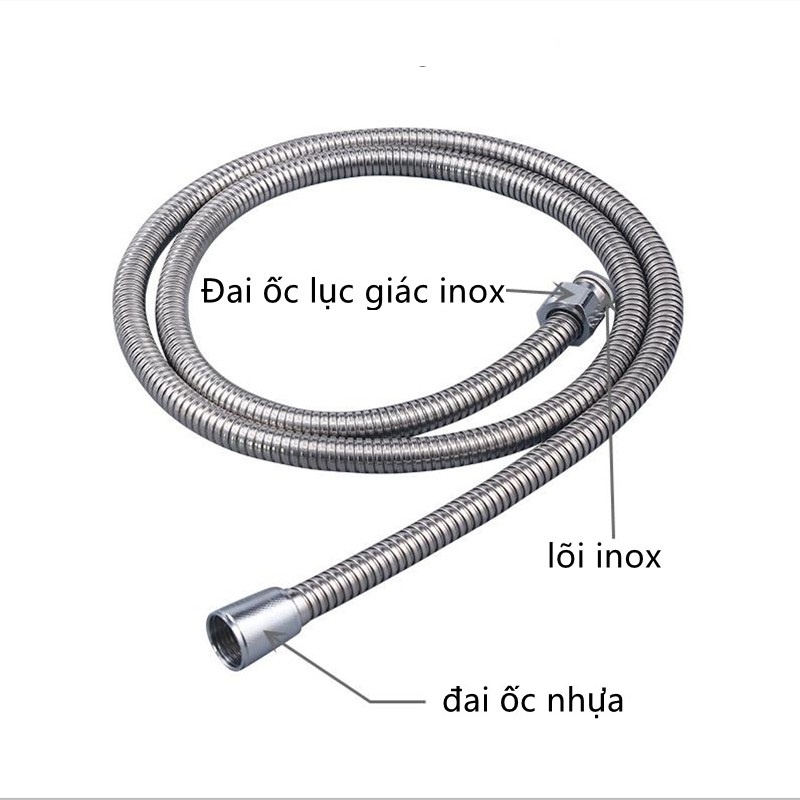 Bộ Vòi Sen đơn chức năng tiết kiệm nước, bao gồm dây sen inox 1.5M