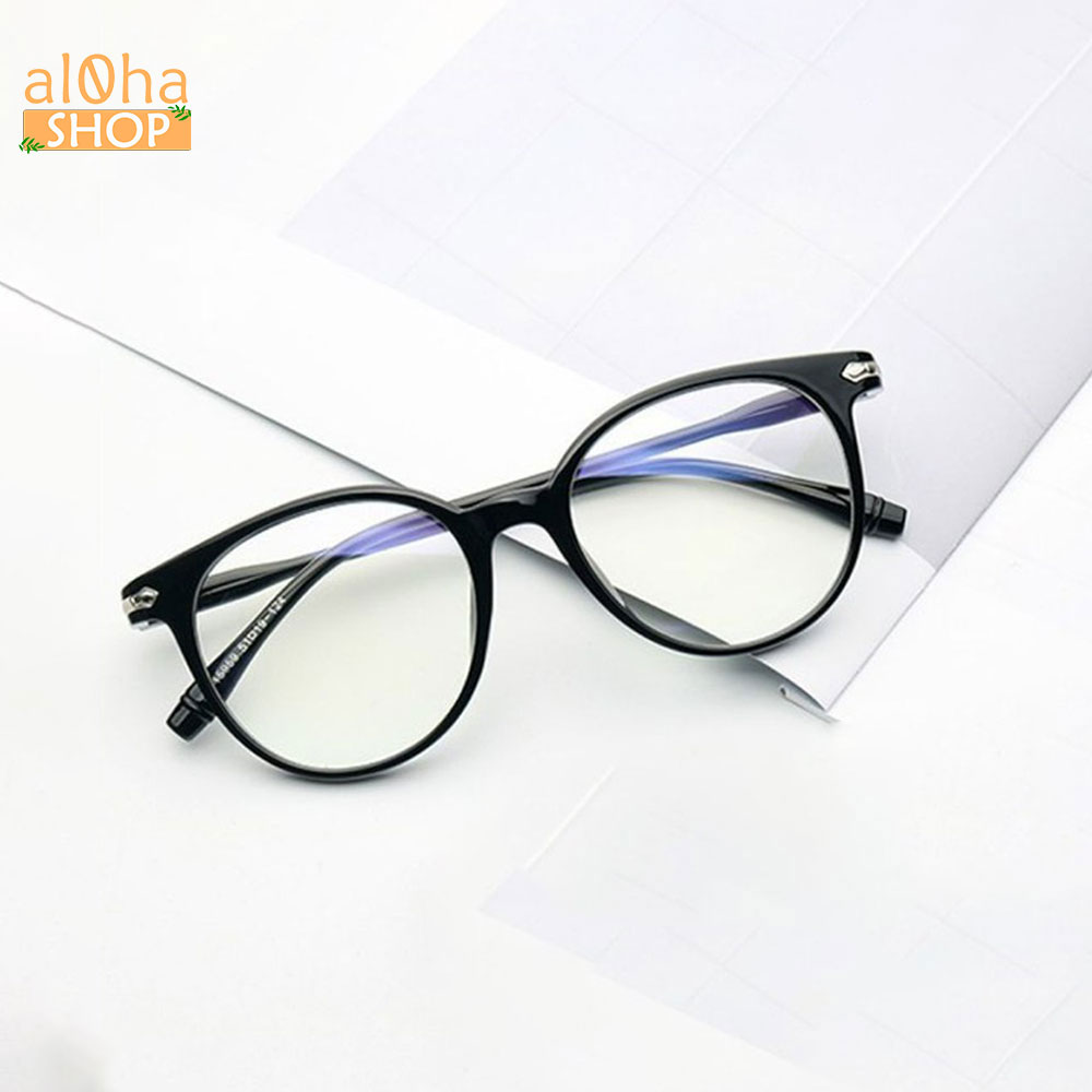 Mắt kính thời trang K0115 gọng nhựa tròn chống tia bức xạ UV, chống bụi unisex nam nữ - al0ha Shop