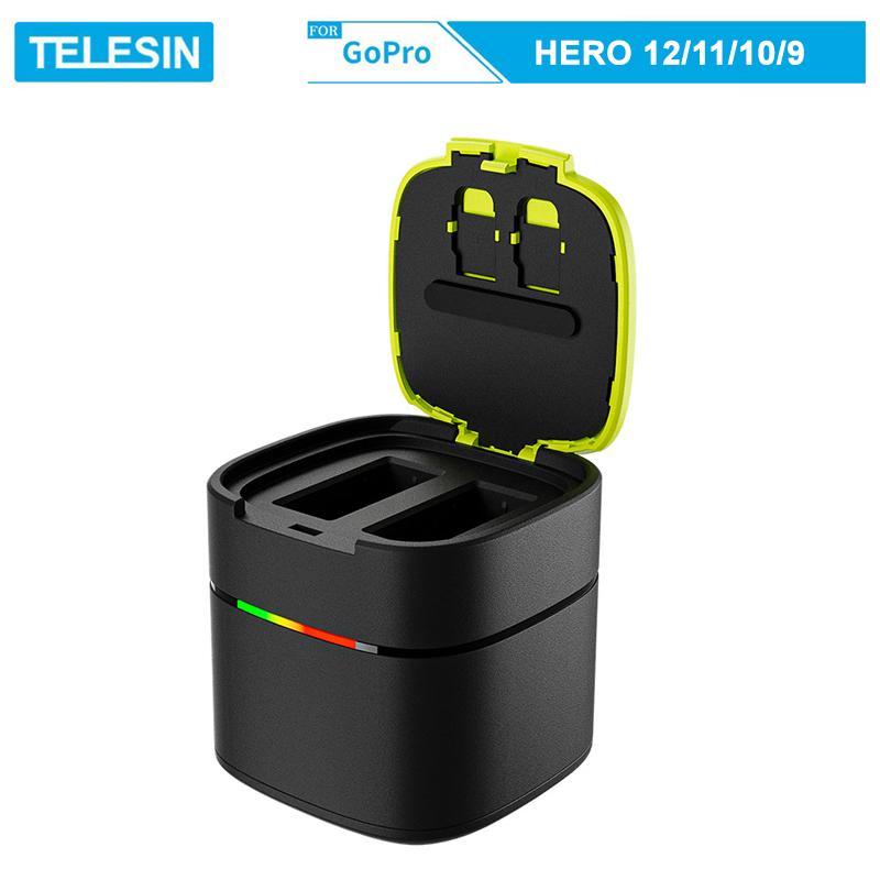 Combo dock sạc nhanh TELESIN + 2 pin Telesin Fast Charging dùng cho GoPro Hero 12/11/10/9
