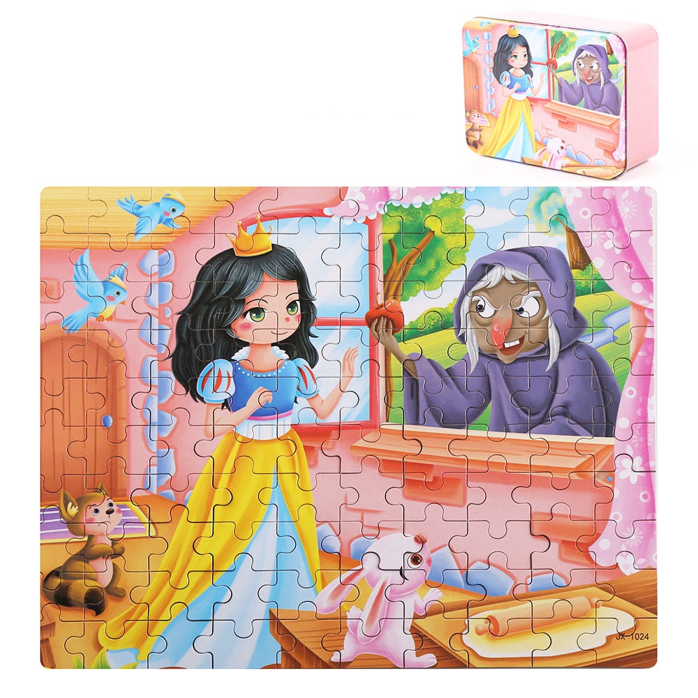 Tranh ghép hình 100 mảnh cho bé phát triển trí tuệ có hộp đựng – JX1024 bạch tuyết