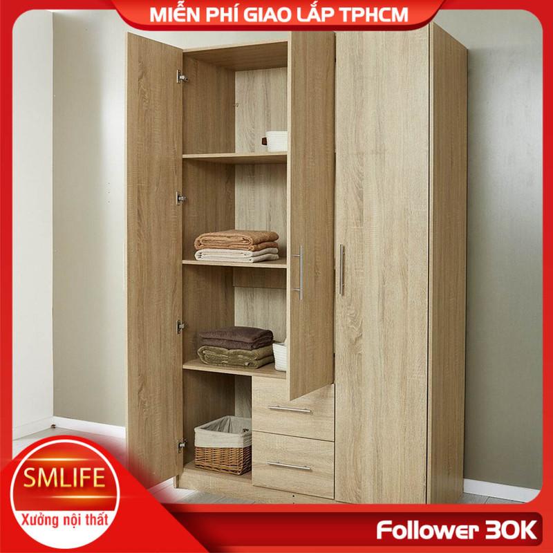 Tủ quần áo gỗ hiện đại SMLIFE Cepham | Gỗ MDF dày 17mm chống ẩm | D120xR45xC200cm