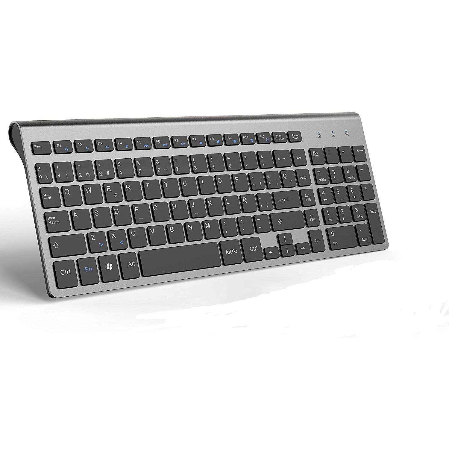 2.4GWireless Bàn Phím Thiết Kế Công Thái Học, Có Bàn Phím Số, Tây Ban Nha Bố Cục. Thích Hợp Cho IMac/Mac MacBook, Laptop Xám-Đen
