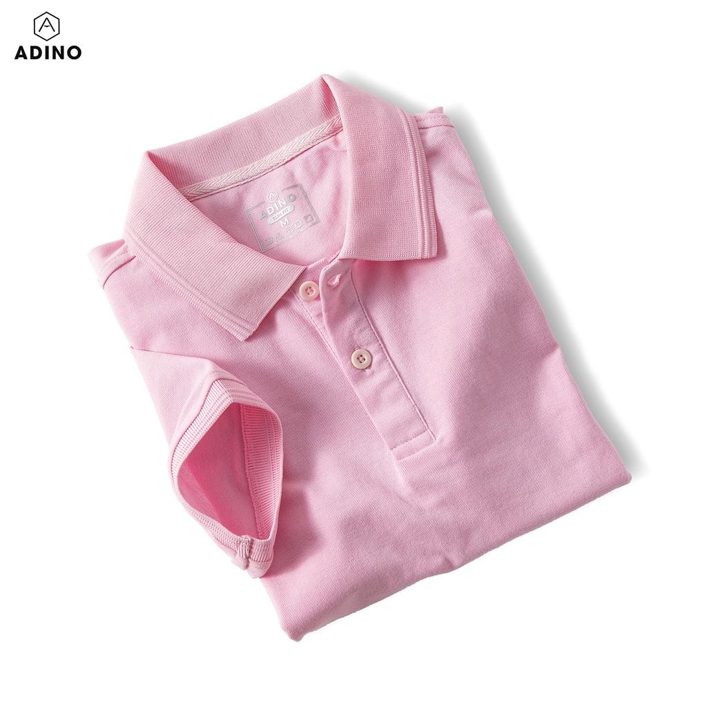 Áo polo nữ ADINO màu trắng phối viền chìm vải cotton co giãn dáng công sở slimfit hơi ôm trẻ trung APN03