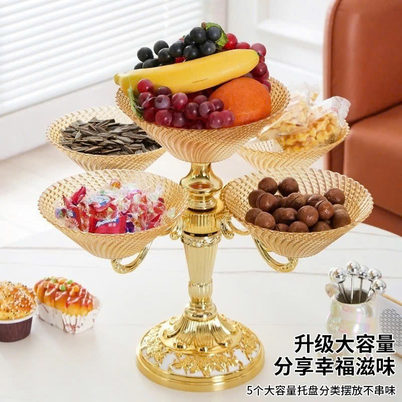 Khay Đựng Mứt Tết 2 Tầng 5 Cánh Mạ Vàng Cao Cấp – Khay Trái Cây, Bánh Kẹo, Hạt Khô Sang Trọng Trang Trí Phòng Khách - HÀNG CHÍNH HÃNG MINIIN