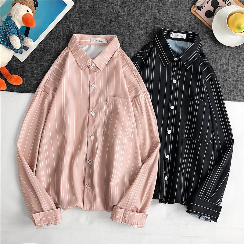 Áo Sơ Mi Dài Tay Sọc Vằn Thời Trang Hàn Cho Nam Cỡ M-3Xl