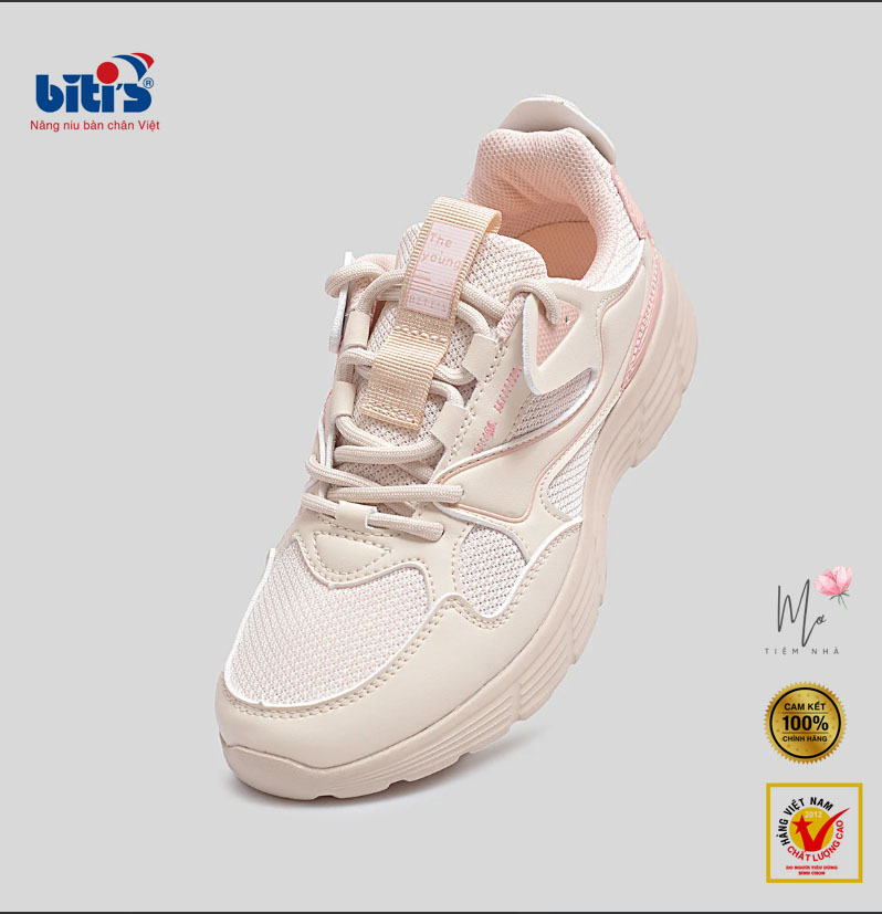 Giày Thể Thao Biti's Helio Teen Nữ Màu Kem BSG008100KEM