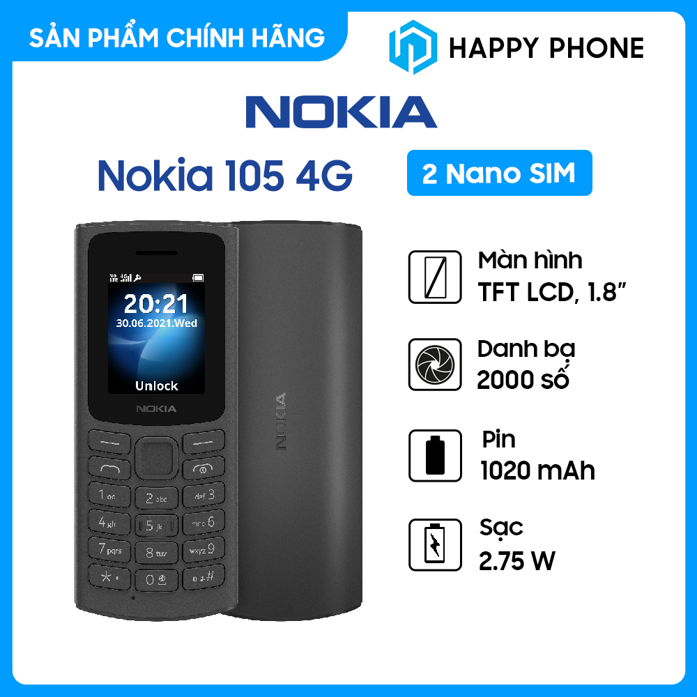 Điện Thoại Nokia 105 4G - Hàng Chính Hãng
