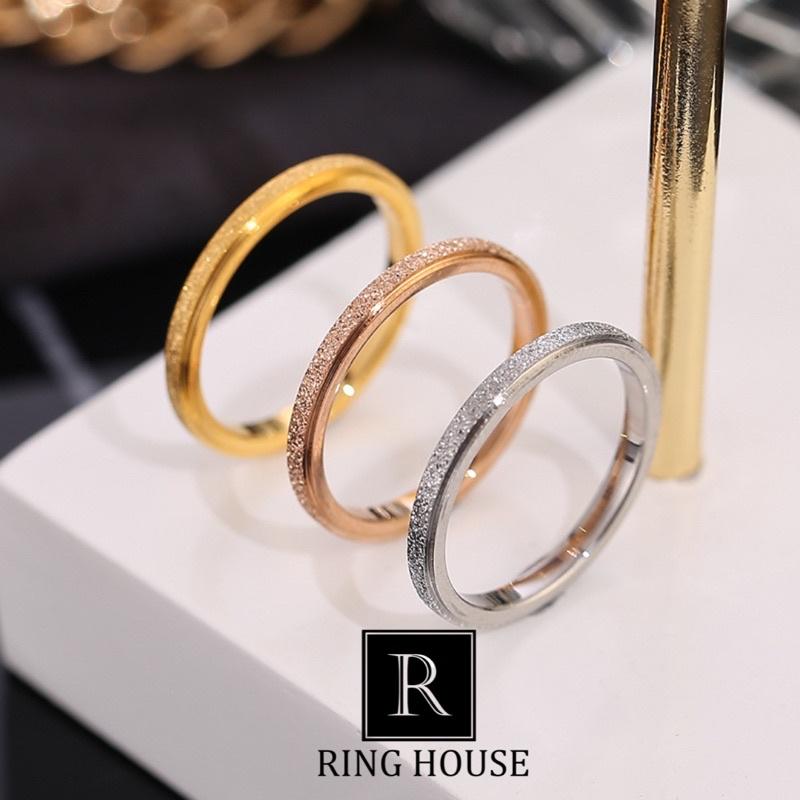 (Titan) Nhẫn titan nam nữ mảnh ngang 2mm nhám sáng đẹp Ring House