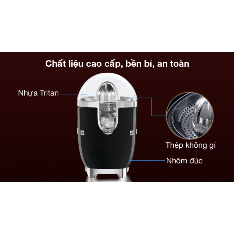 Máy vắt cam Smeg màu đen CJF01BLEU Hàng Chính Hãng