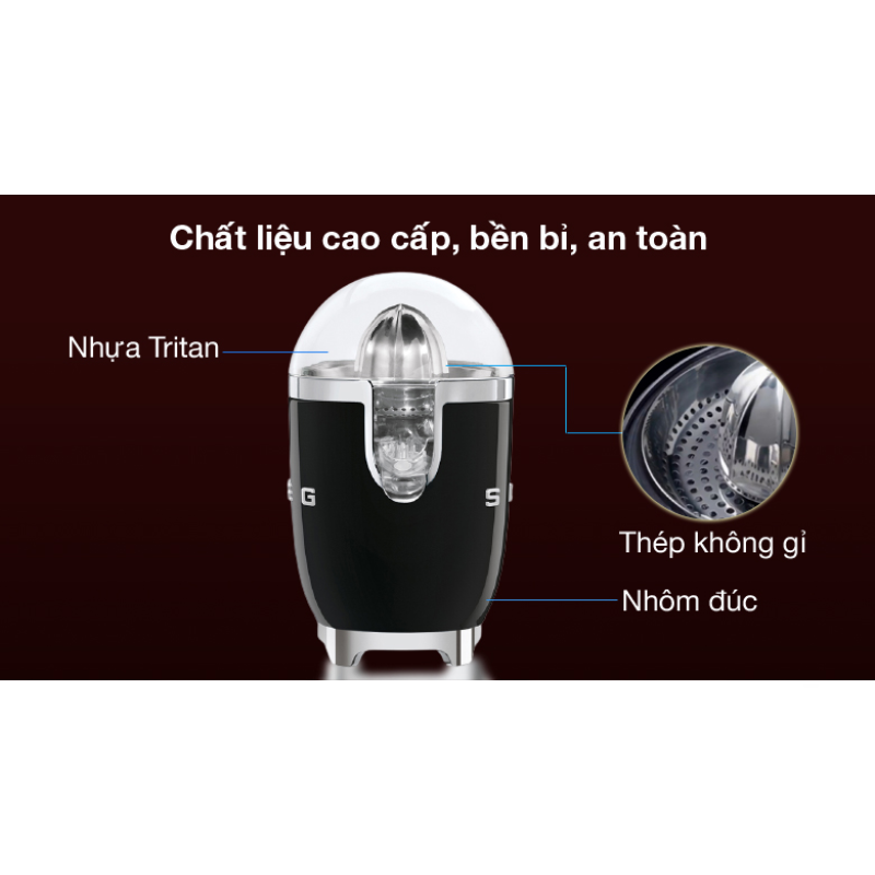 Máy vắt cam Smeg màu đen CJF01BLEU Hàng Chính Hãng (535.43.640)